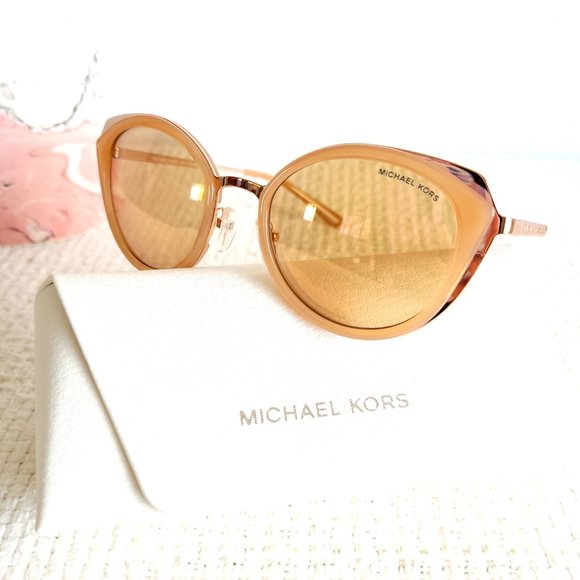 New Michael Kors Charleston Sunglasses in Rose Gold/Milky Lt Brown (MK1029) main image 8